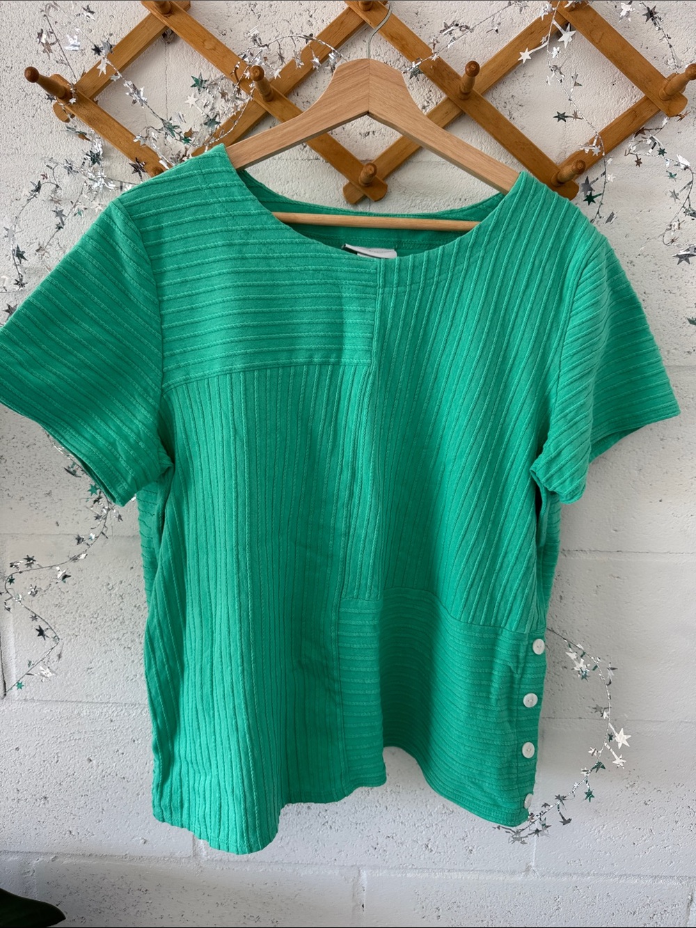 Green Short-Sleeve Textured Top - Alfred Dunner